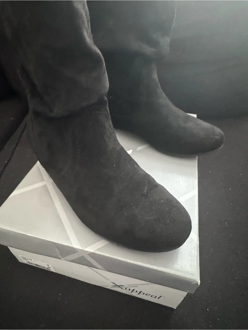 Xappeal Black Suede-Look Mid-Calf Ankle Booties